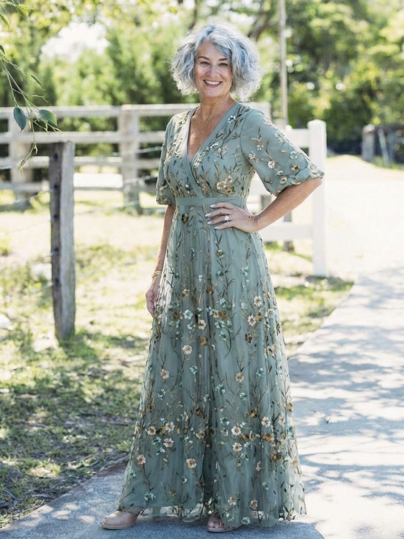 Eloísa - Vestido floral mangas semitransparentes