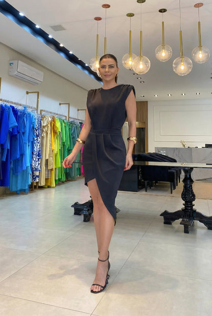 Sastre | Vestido con cinturón y apertura