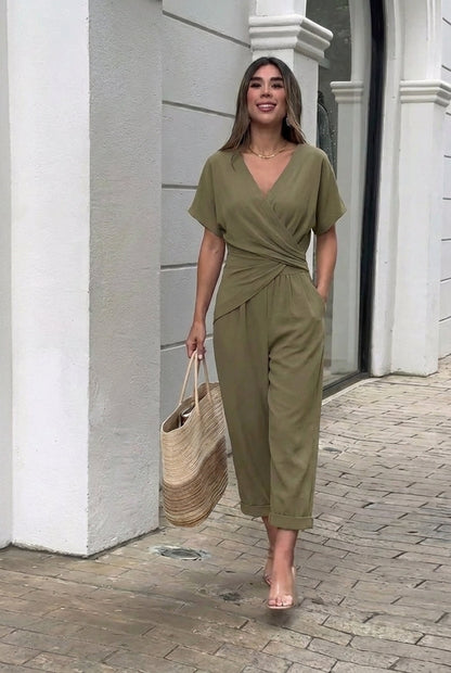 Conjunto Top Cruzado | Pantalón Fluido