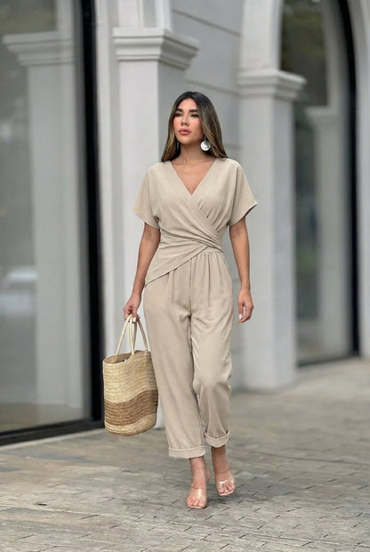 Conjunto Top Cruzado | Pantalón Fluido
