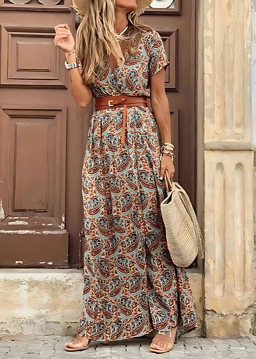 Justina - Vestido fluido bohemio con cinturón