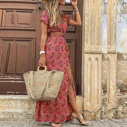 Justina - Vestido fluido bohemio con cinturón